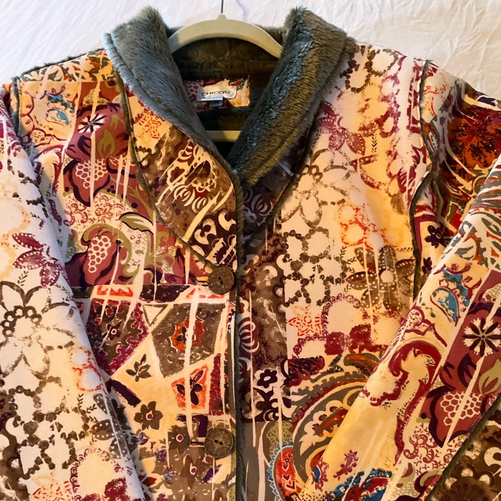 Chico’s fur lined winter coat size 3